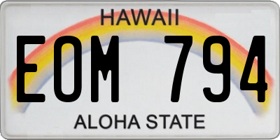 HI license plate EOM794