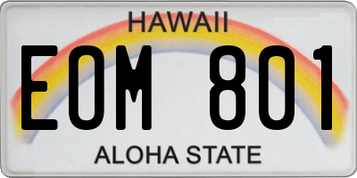 HI license plate EOM801