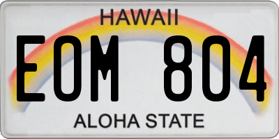 HI license plate EOM804