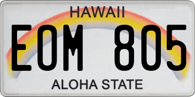 HI license plate EOM805