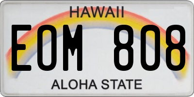 HI license plate EOM808
