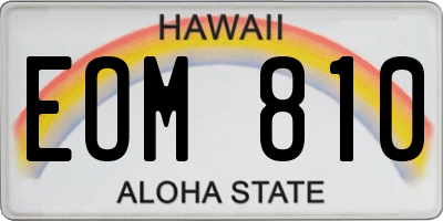 HI license plate EOM810