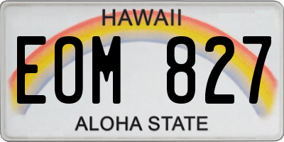 HI license plate EOM827