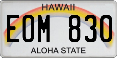 HI license plate EOM830