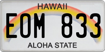 HI license plate EOM833
