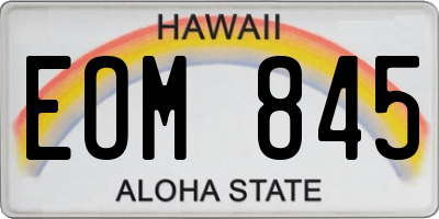 HI license plate EOM845