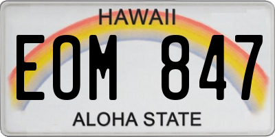 HI license plate EOM847