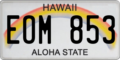 HI license plate EOM853
