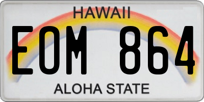 HI license plate EOM864