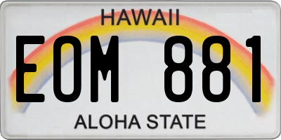 HI license plate EOM881