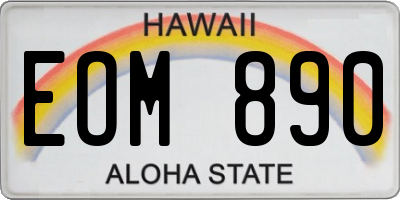 HI license plate EOM890