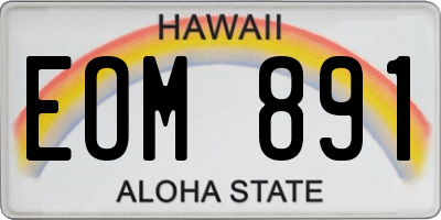 HI license plate EOM891
