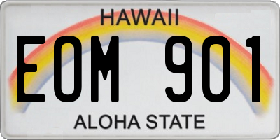 HI license plate EOM901