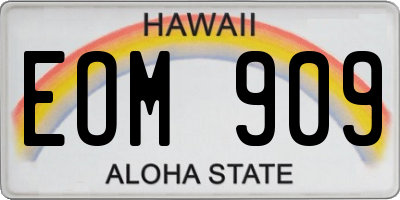 HI license plate EOM909