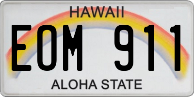 HI license plate EOM911