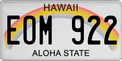 HI license plate EOM922