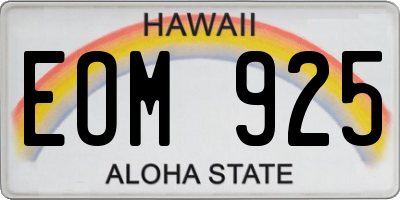 HI license plate EOM925
