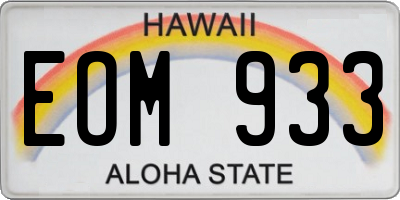 HI license plate EOM933