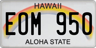 HI license plate EOM950