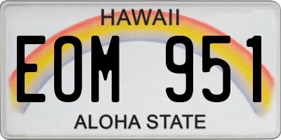 HI license plate EOM951