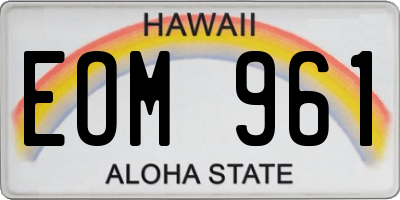 HI license plate EOM961