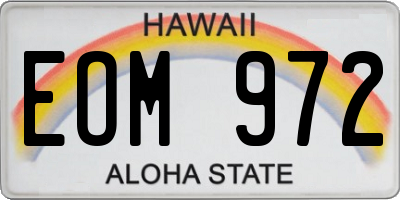 HI license plate EOM972