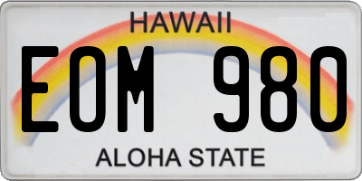 HI license plate EOM980