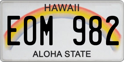 HI license plate EOM982