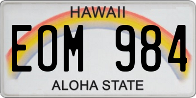 HI license plate EOM984