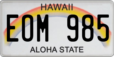 HI license plate EOM985