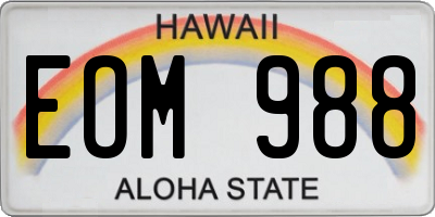 HI license plate EOM988