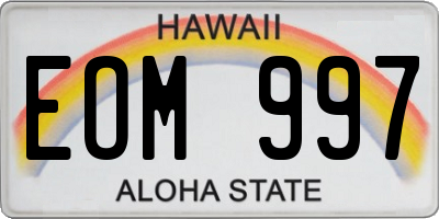 HI license plate EOM997