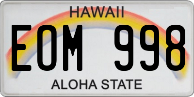 HI license plate EOM998