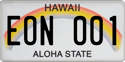 HI license plate EON001