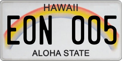 HI license plate EON005