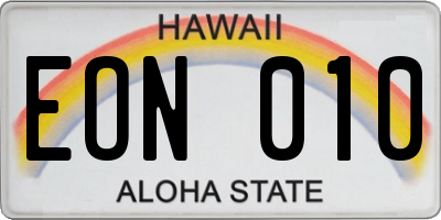 HI license plate EON010