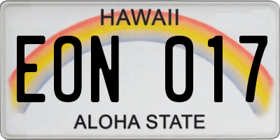 HI license plate EON017