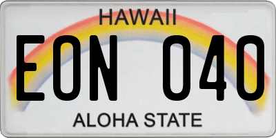 HI license plate EON040