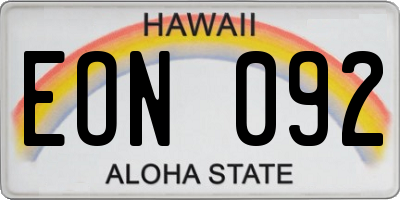 HI license plate EON092