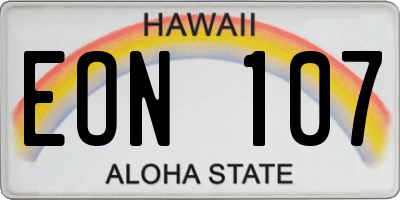 HI license plate EON107