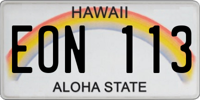 HI license plate EON113