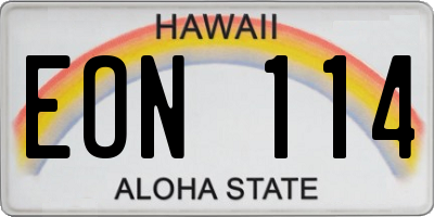 HI license plate EON114