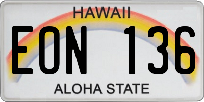 HI license plate EON136