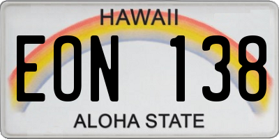 HI license plate EON138