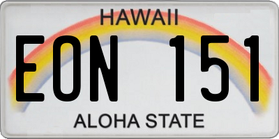 HI license plate EON151