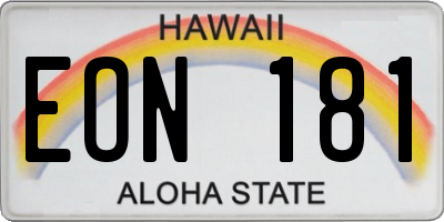 HI license plate EON181