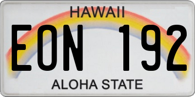 HI license plate EON192