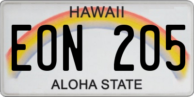HI license plate EON205