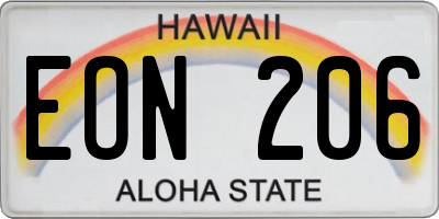 HI license plate EON206