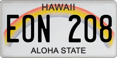 HI license plate EON208